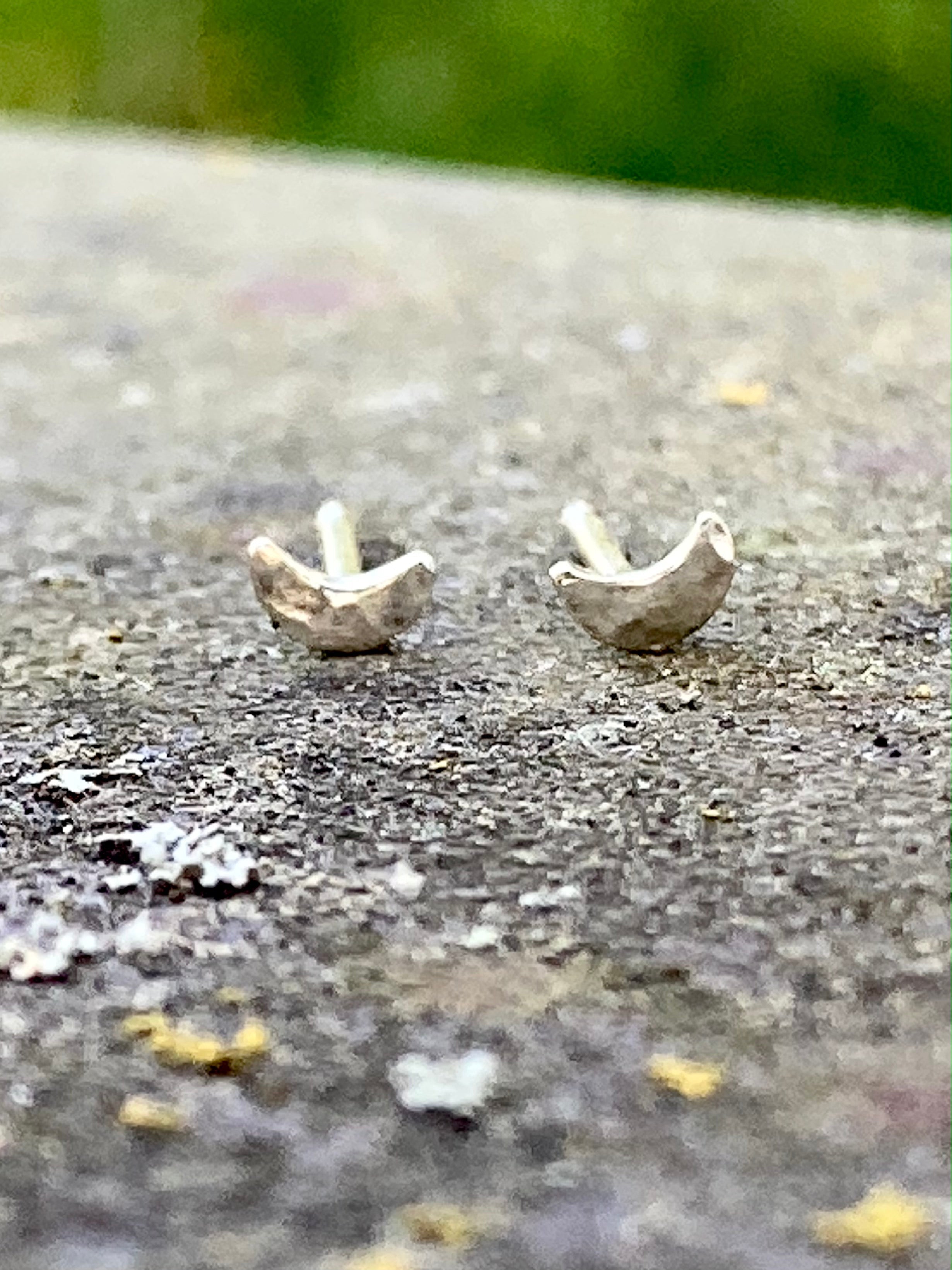 Crescent Moon Stud Earrings in Sterling Silver | Moon Phase Earrings