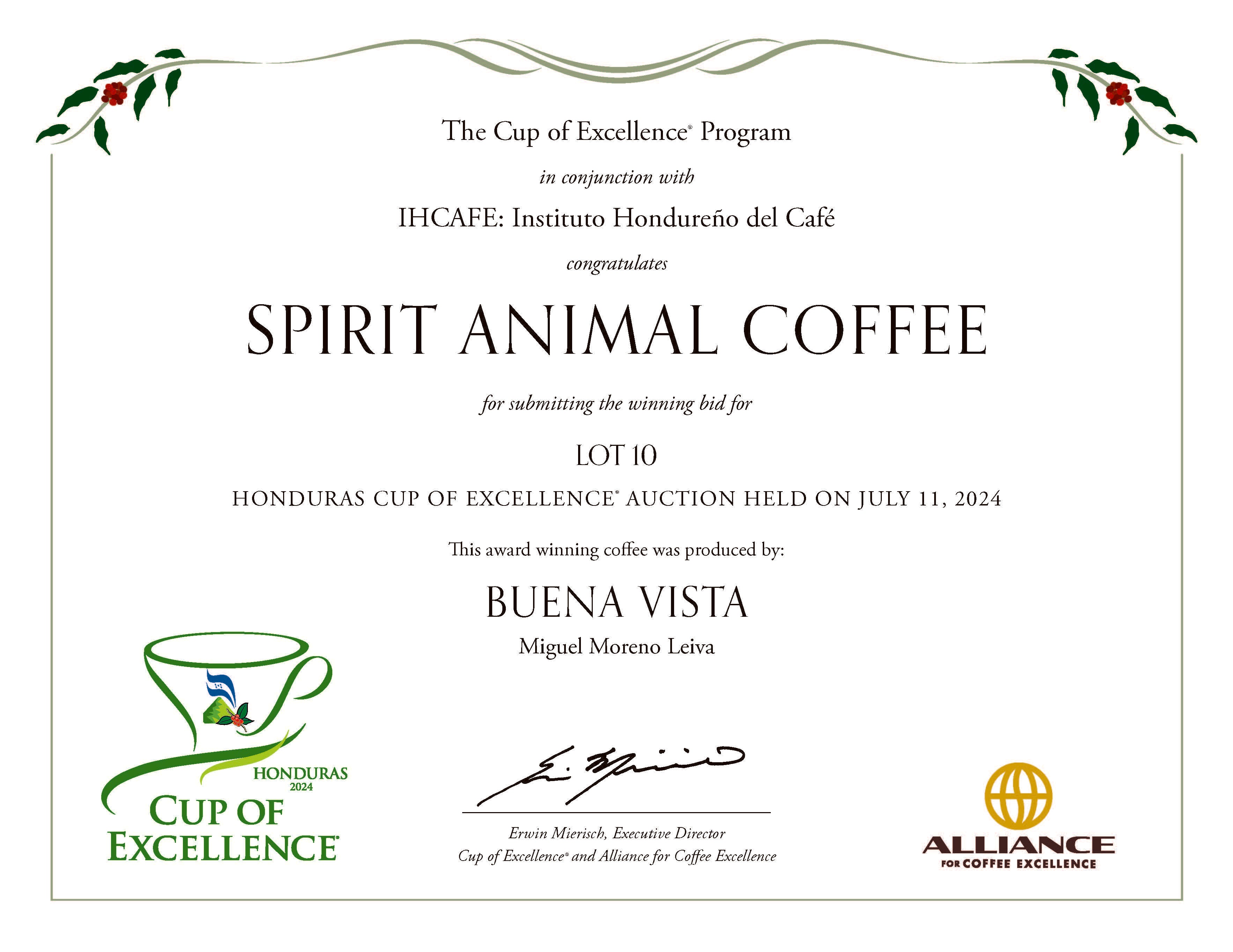 LAST FEW BAGS LEFT! Cup of Excellence Honduras Geisha (#10 Best)