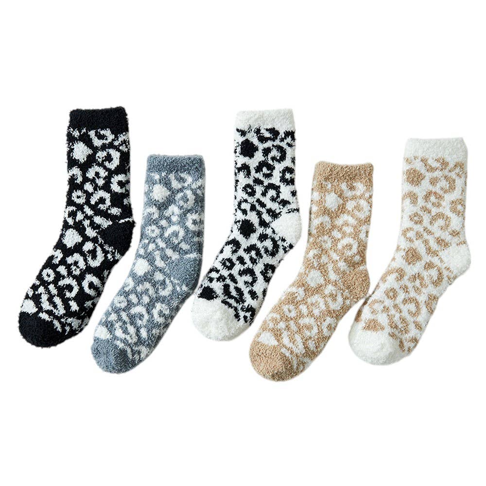Cozy Fuzzy Leopard Winter Socks