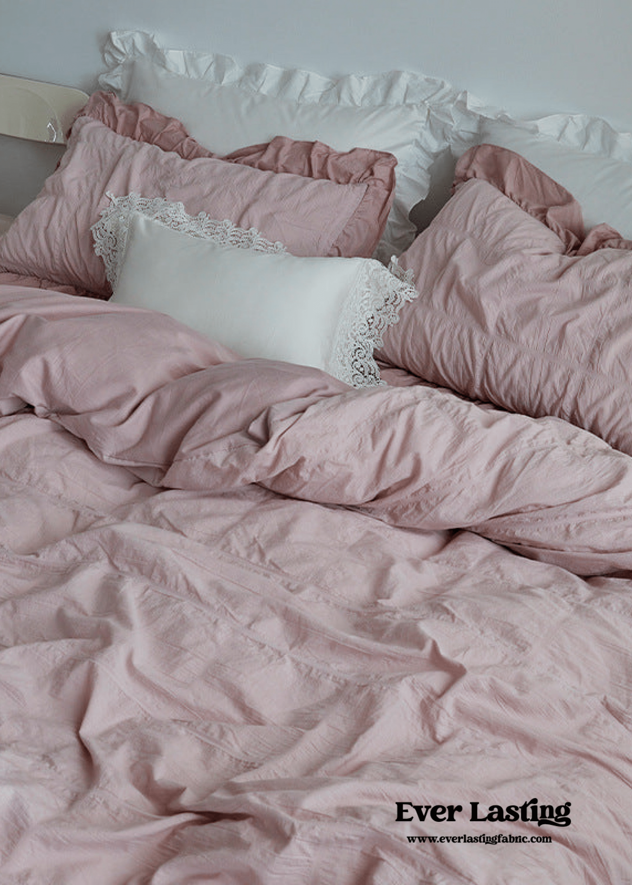 Earth Tone Marshmallow Puff Ruffle Bedding Set / Pumpkin Brown
