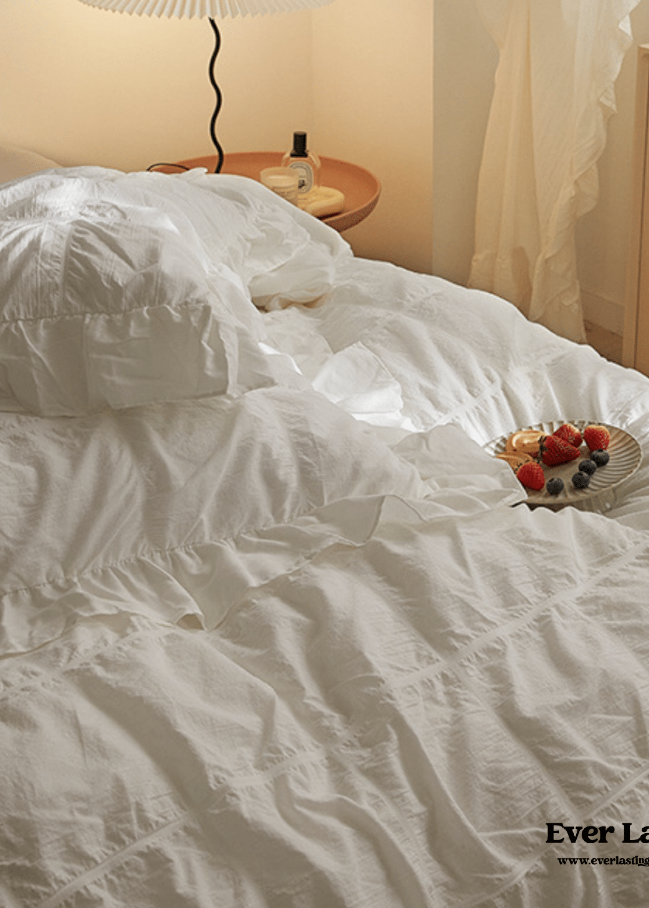 Earth Tone Marshmallow Puff Ruffle Bedding Set / Rust Pink