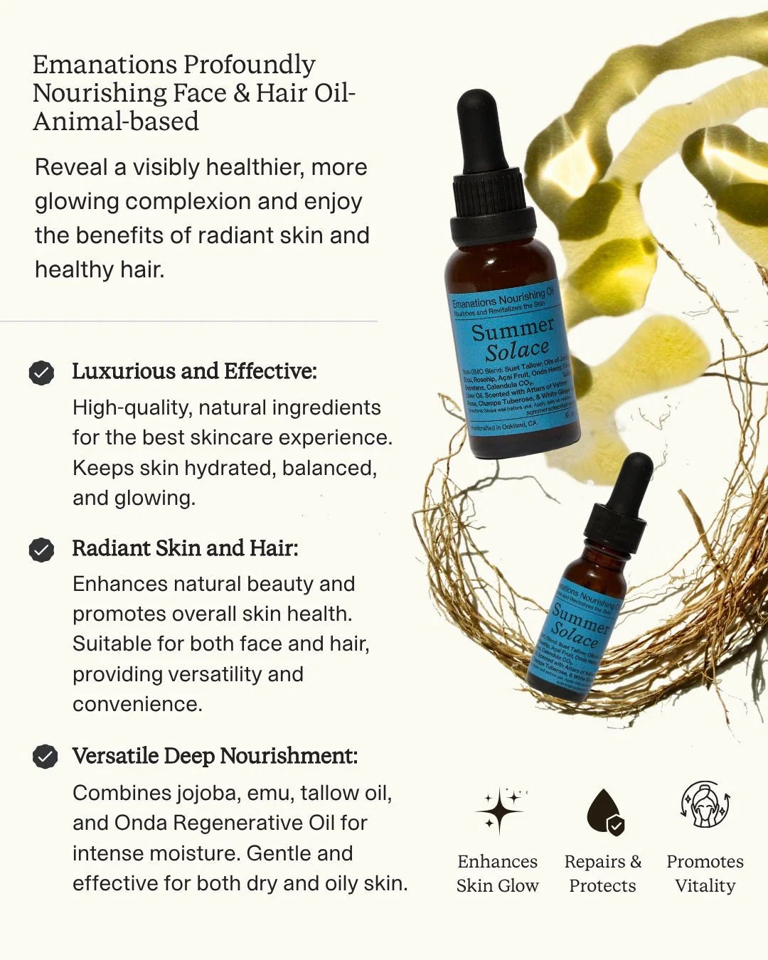 Emanations Profound Face Oil – Deeply Nourishing Tallow, Emu Oil, Champa, Tuberose & White Ginger Lily