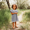 Embroidered Yoke Eith Ruffle Sleeves  Dress