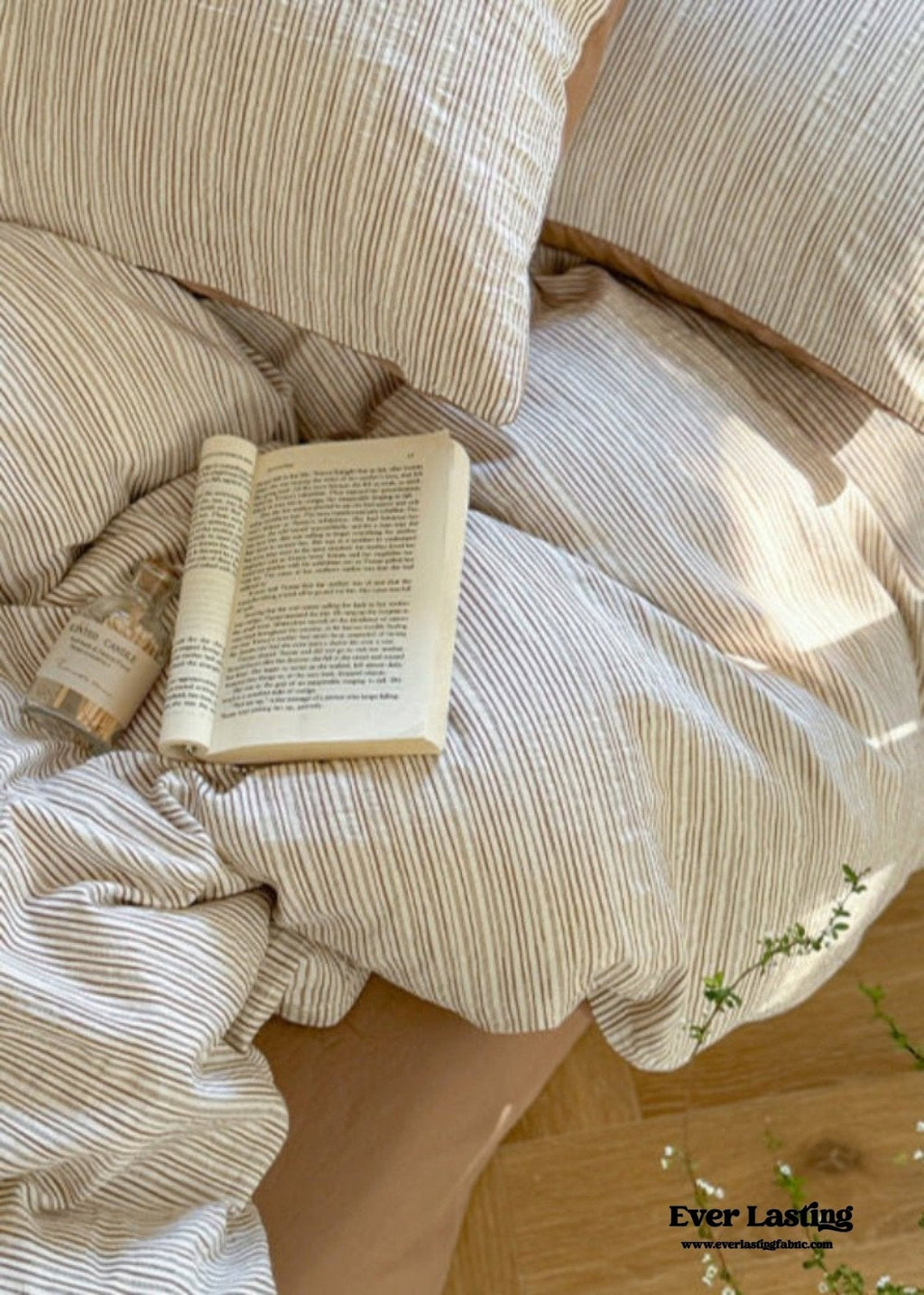 Emma Duo Striped Jacquard Bedding Set / Cream