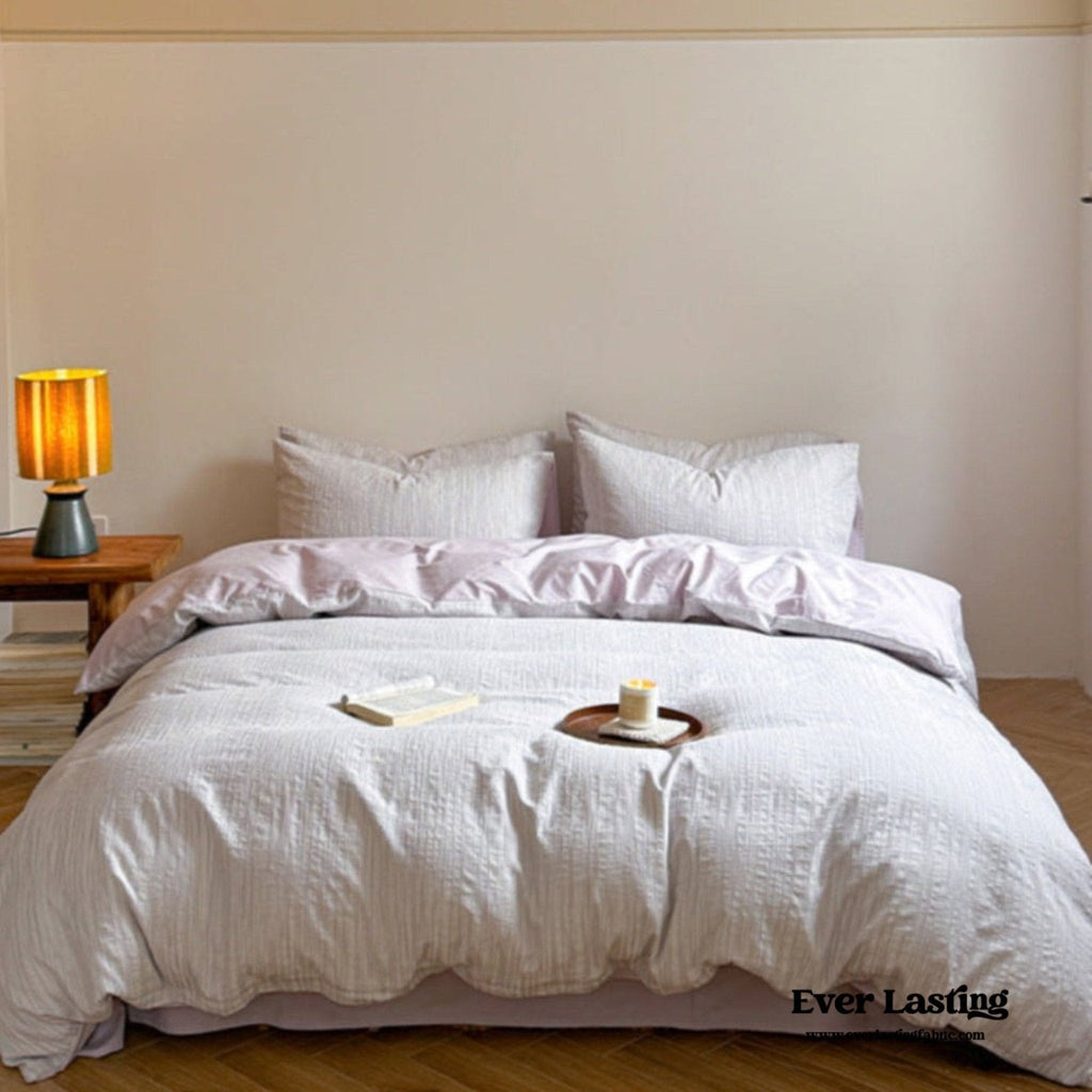 Emma Duo Striped Jacquard Bedding Set / Light Pink