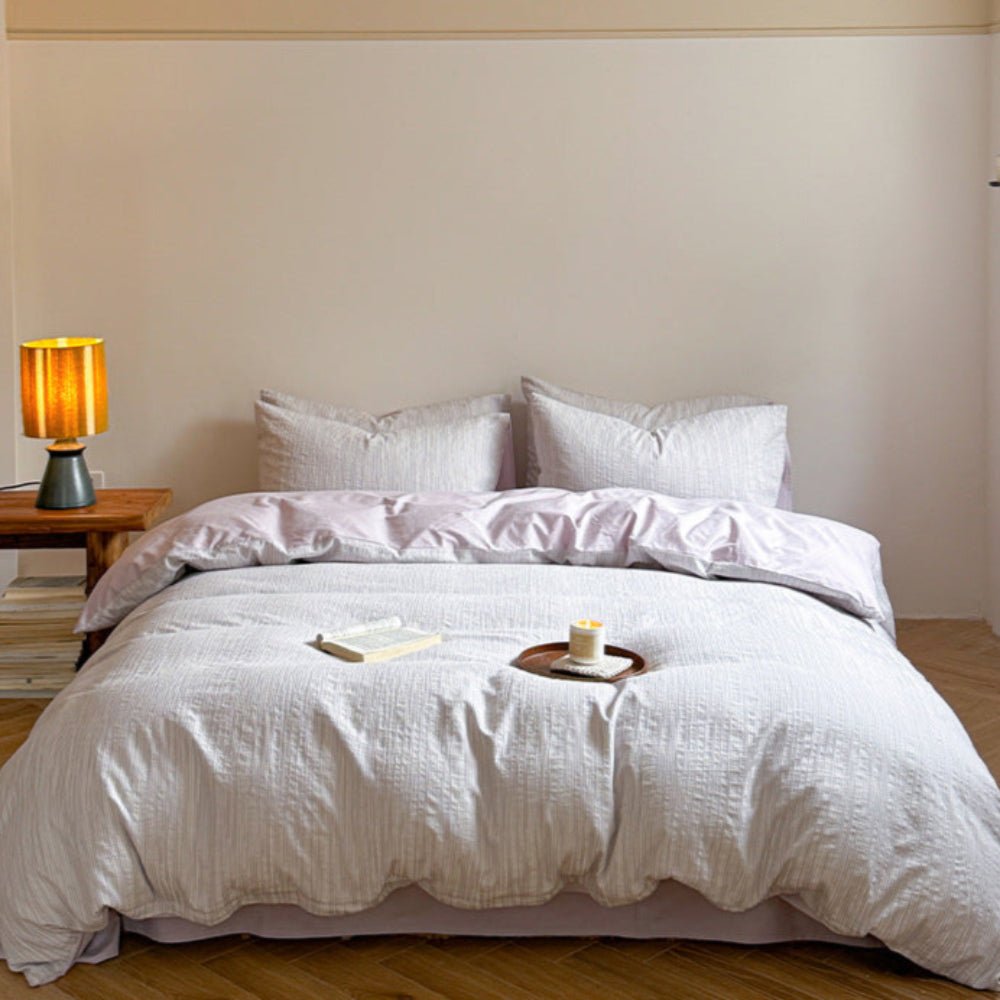 Emma Duo Striped Jacquard Bedding Set / Blue