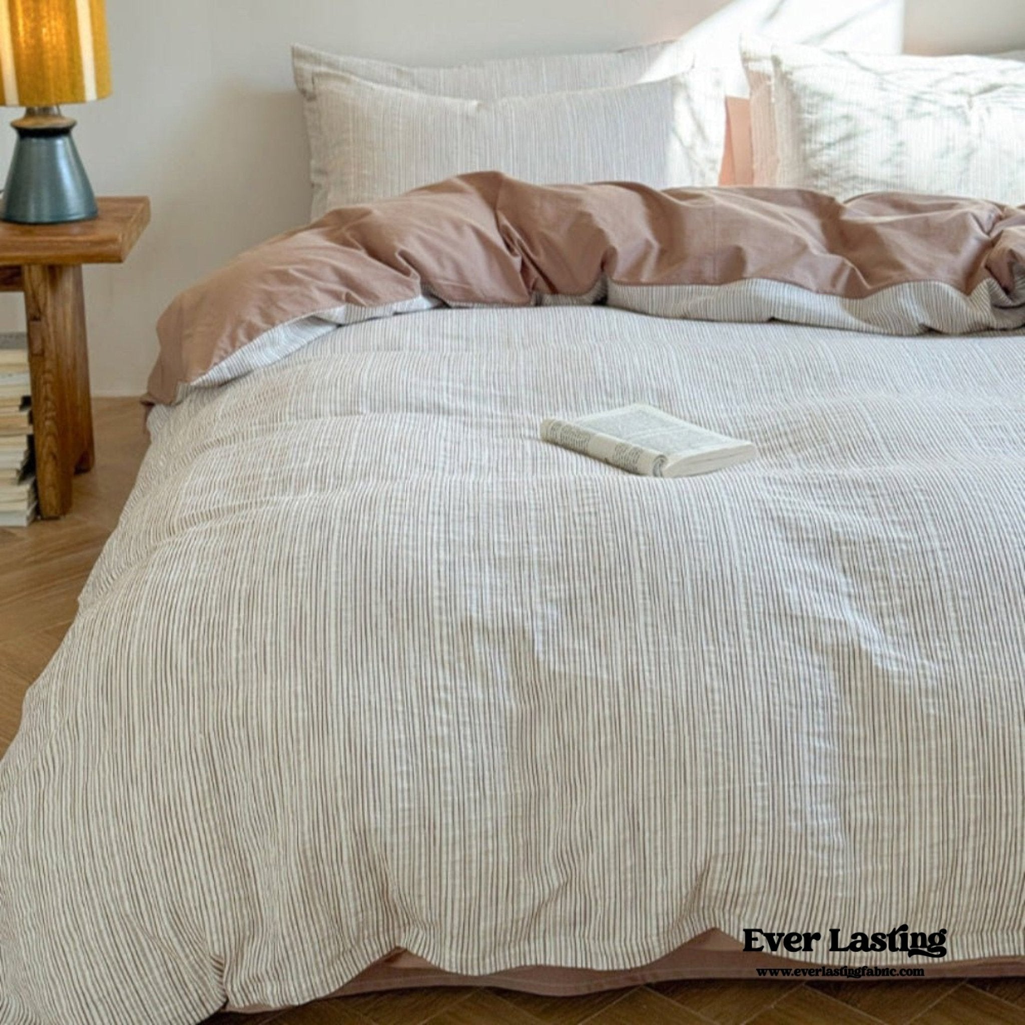 Emma Duo Striped Jacquard Bedding Set / Light Pink