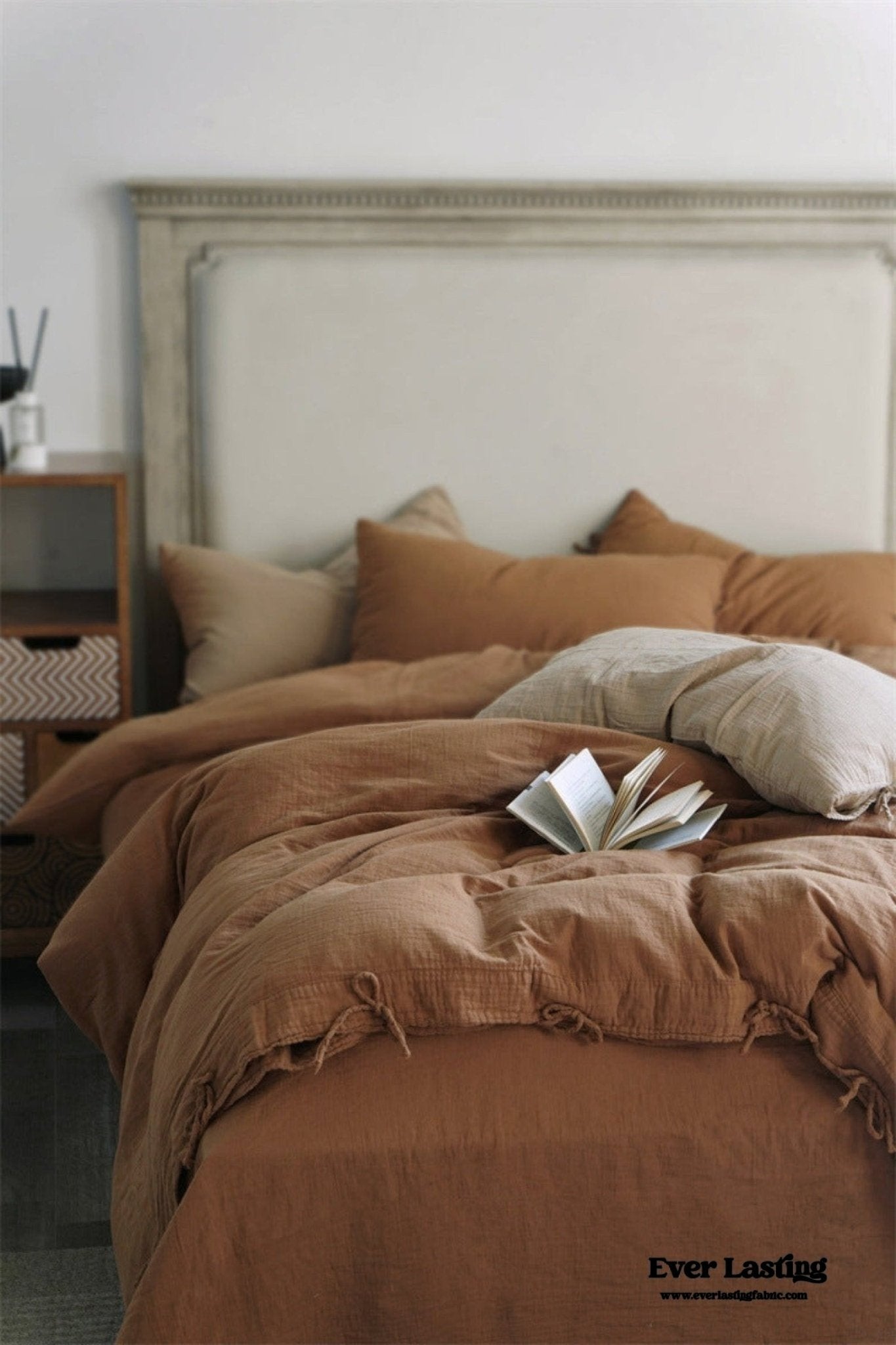 Evelyn Retro Double Gauze Bedding Set / Beige Brown