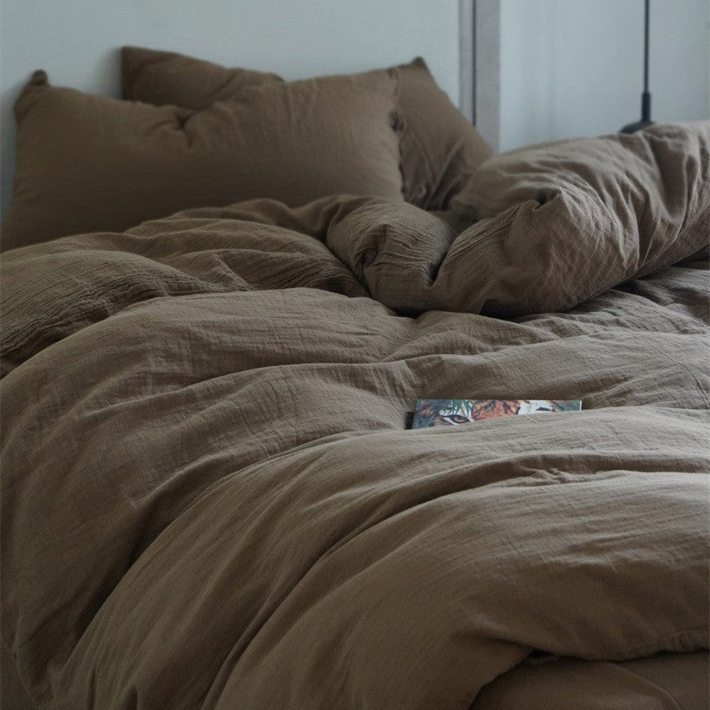 Evelyn Retro Double Gauze Bedding Set / Caramel Brown