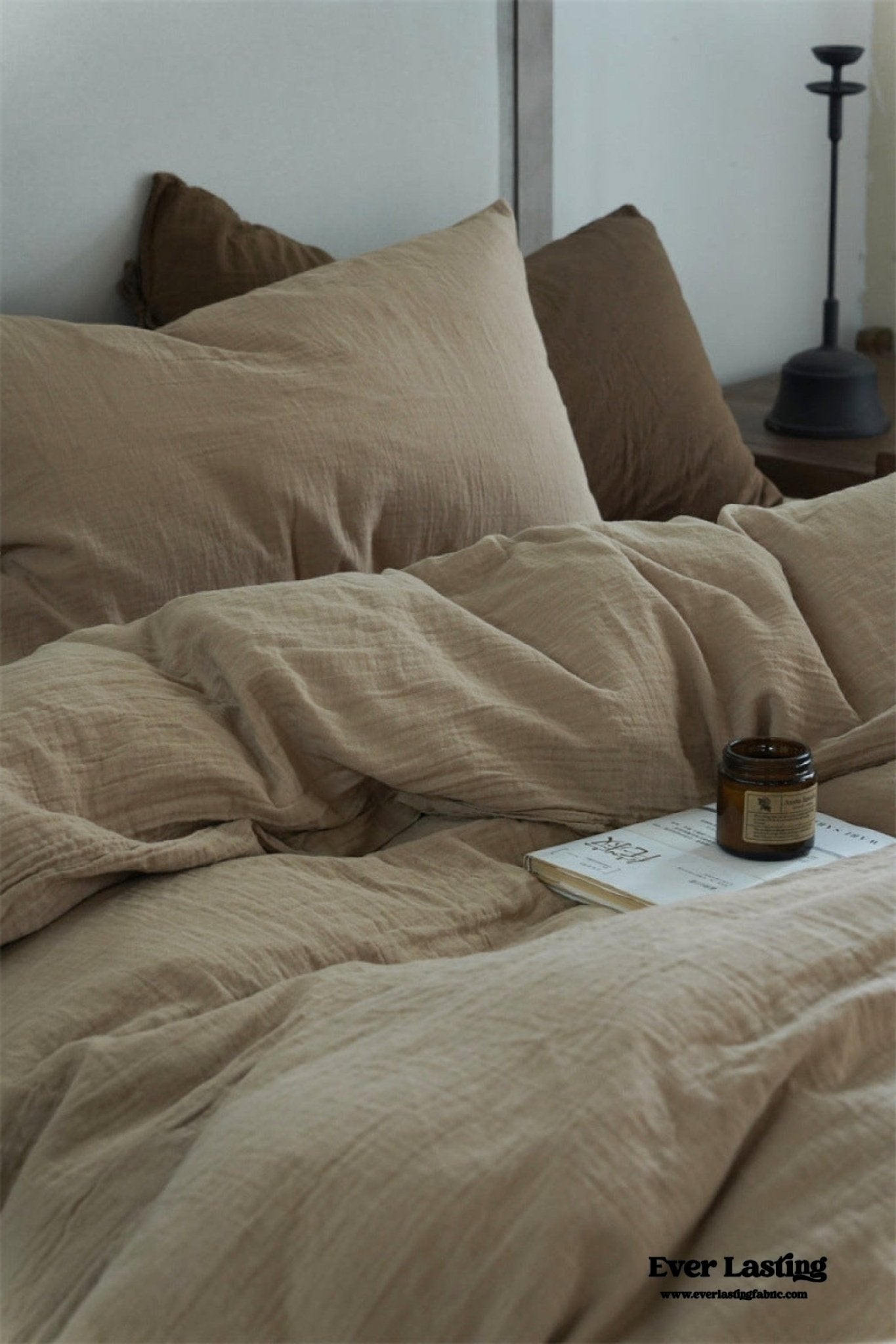 Evelyn Retro Double Gauze Bedding Set / Chestnut Brown