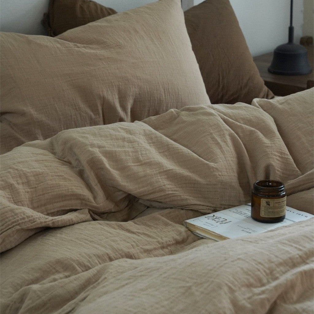 Evelyn Retro Double Gauze Bedding Set / Chestnut Brown