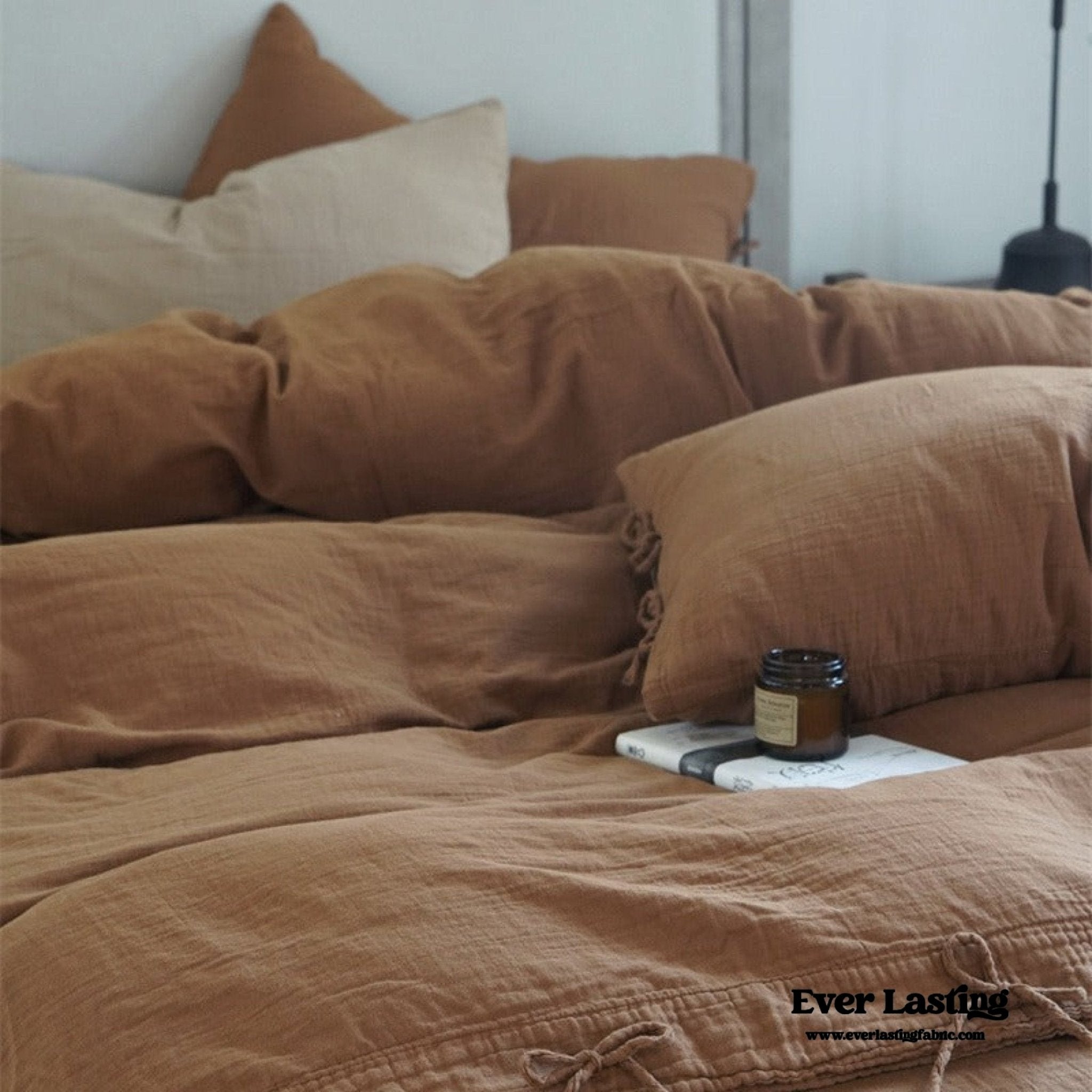 Evelyn Retro Double Gauze Bedding Set / Coffee Brown