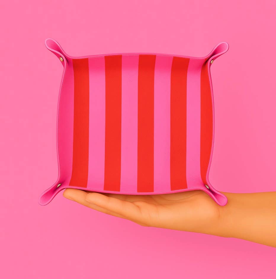 Trinket Tray Catchall in Red & Pink