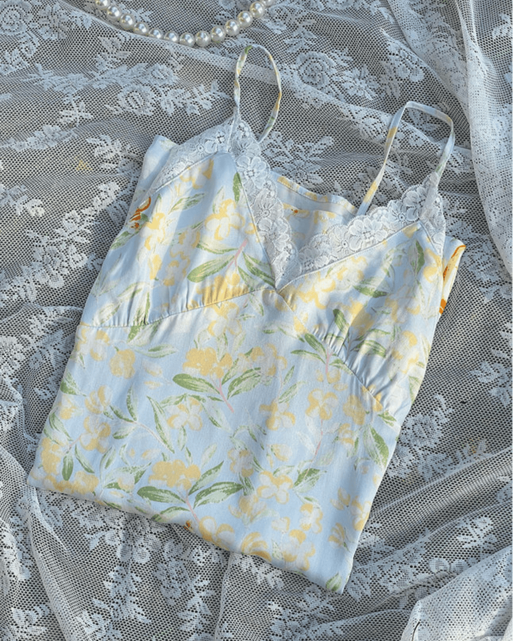 Fresh Floral Nightgown Pajama Dress / White