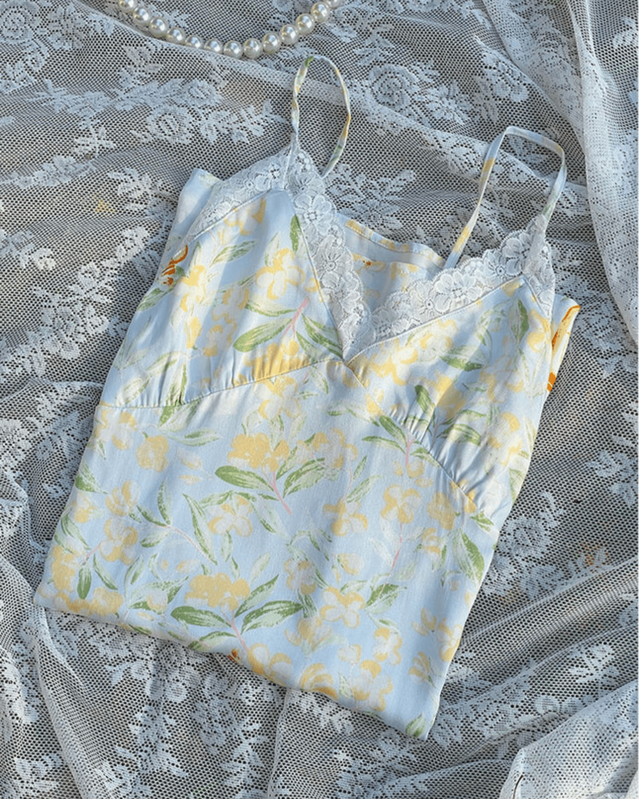 Fresh Floral Nightgown Pajama Dress / White