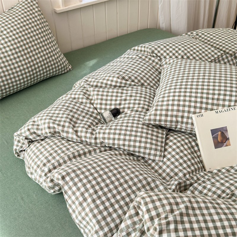 Gingham Bedding Set / Brown