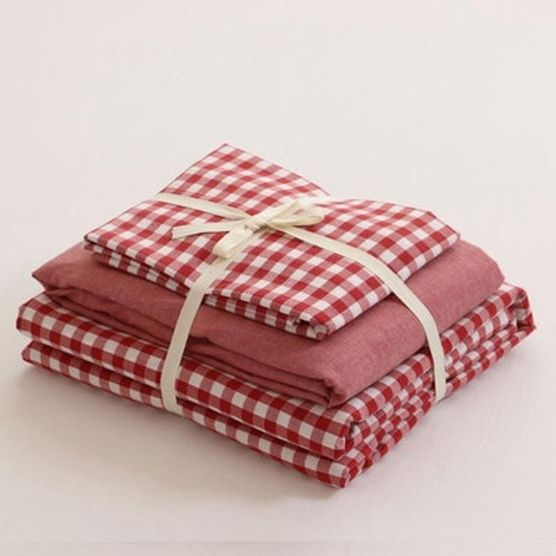 Gingham Bedding Set / Brown
