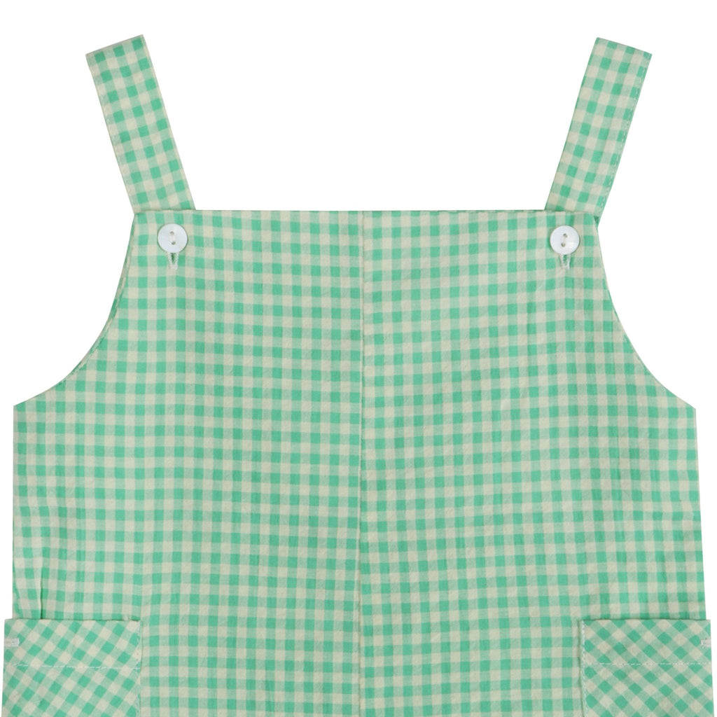 Green Gingham Boy Romper