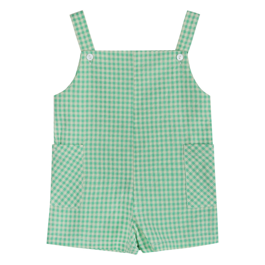 Green Gingham Boy Romper