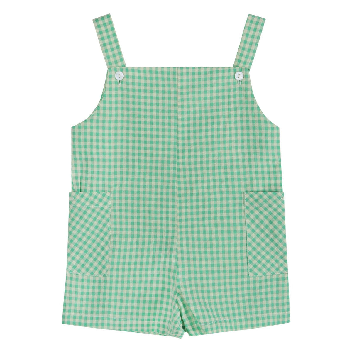 Green Gingham Boy Romper