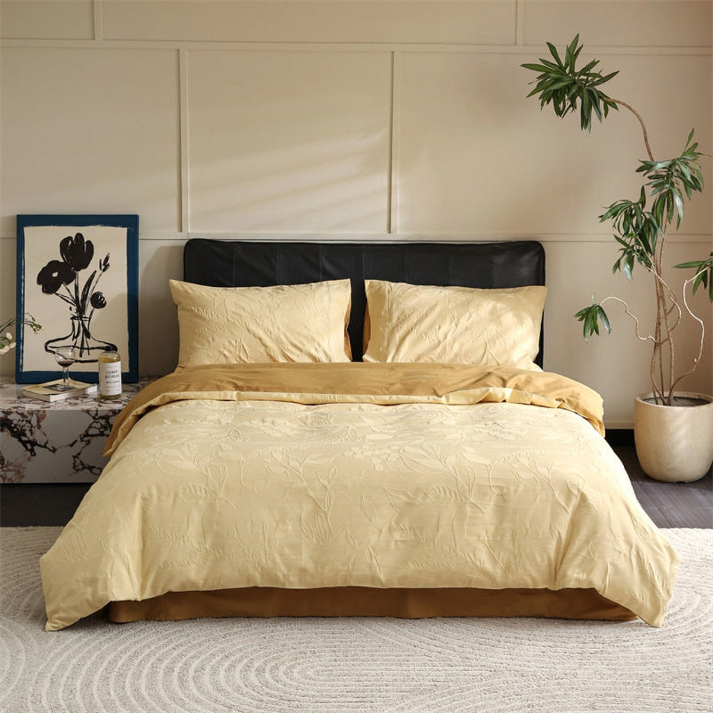 Hidden Garden Jacquard Floral Bedding Set / Moss Green