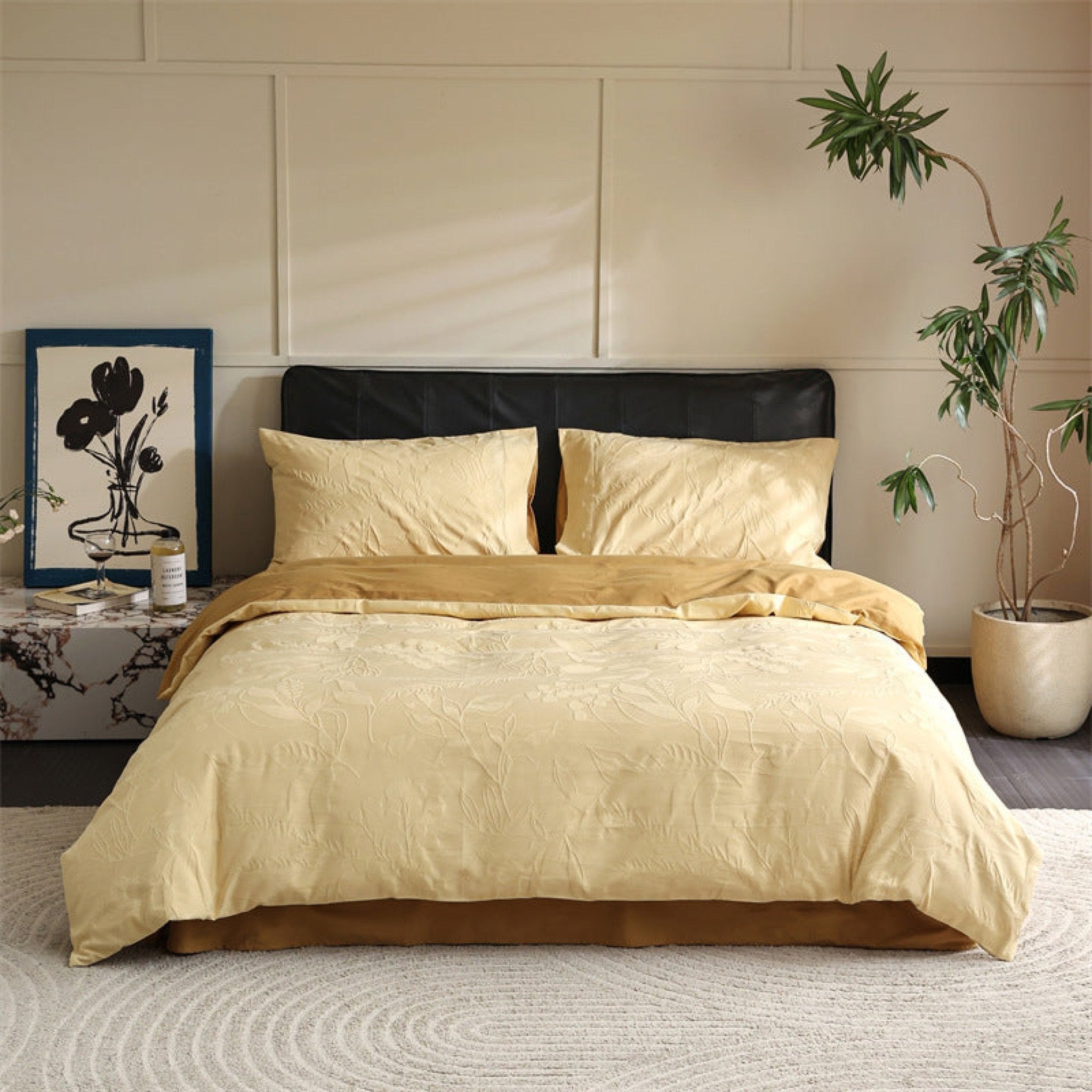 Hidden Garden Jacquard Floral Bedding Set / Moss Green