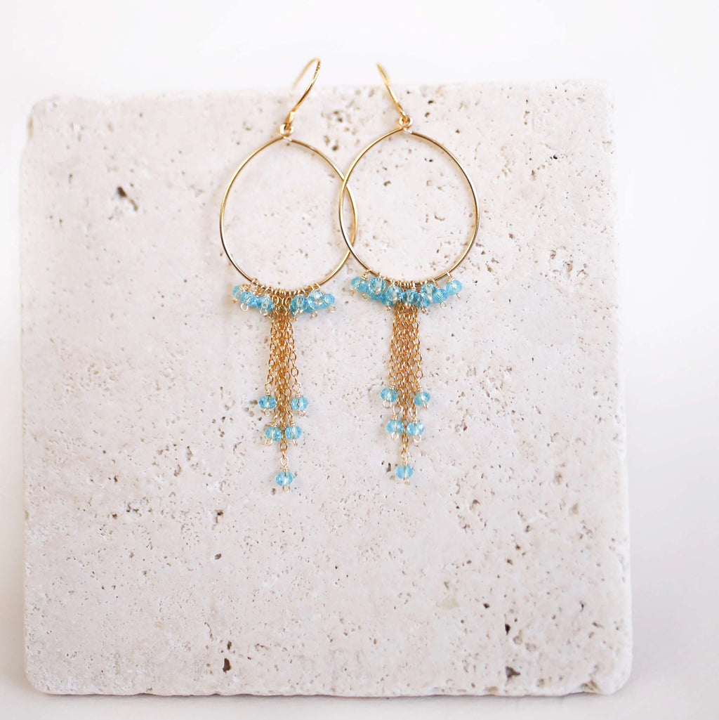 Aquamarine Mini Swing Hoop Earrings