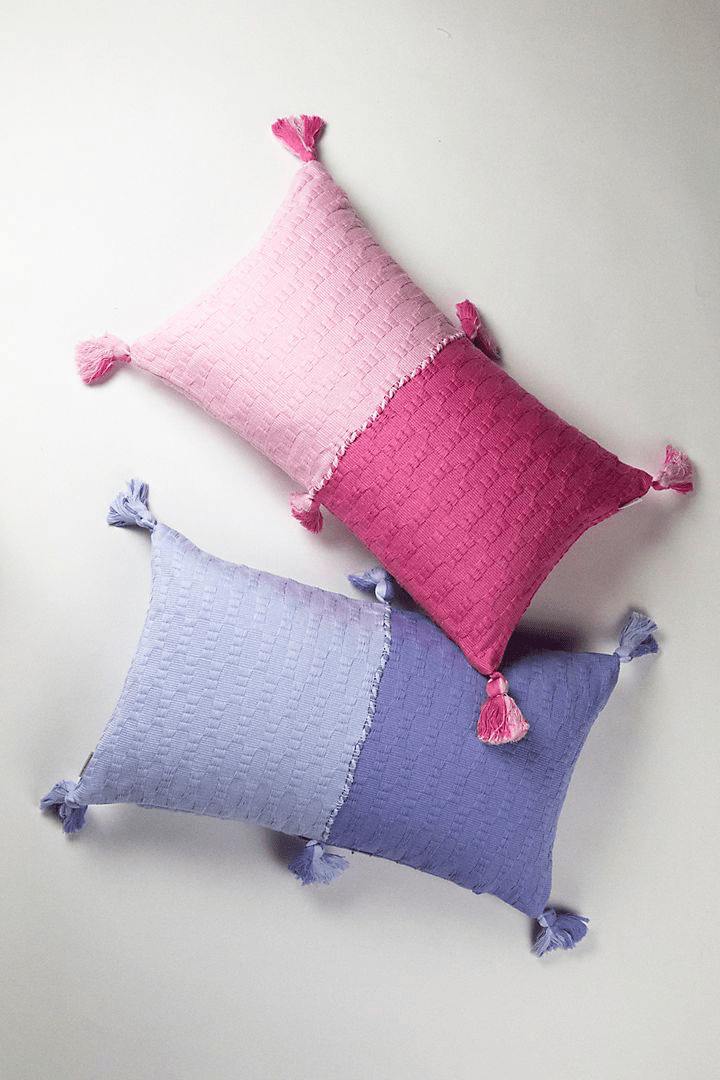 Antigua Pillow - Pink / Periwinkle Colorblocked