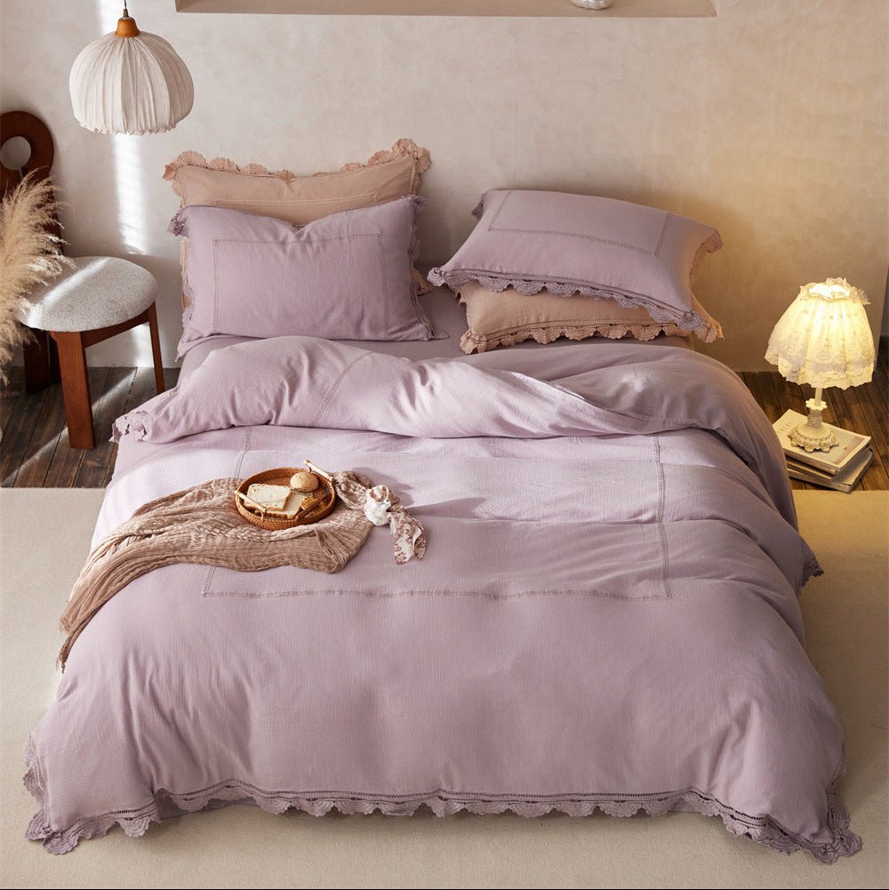 Isadora Lace Ruffle Double Gauze Bedding Set / Green