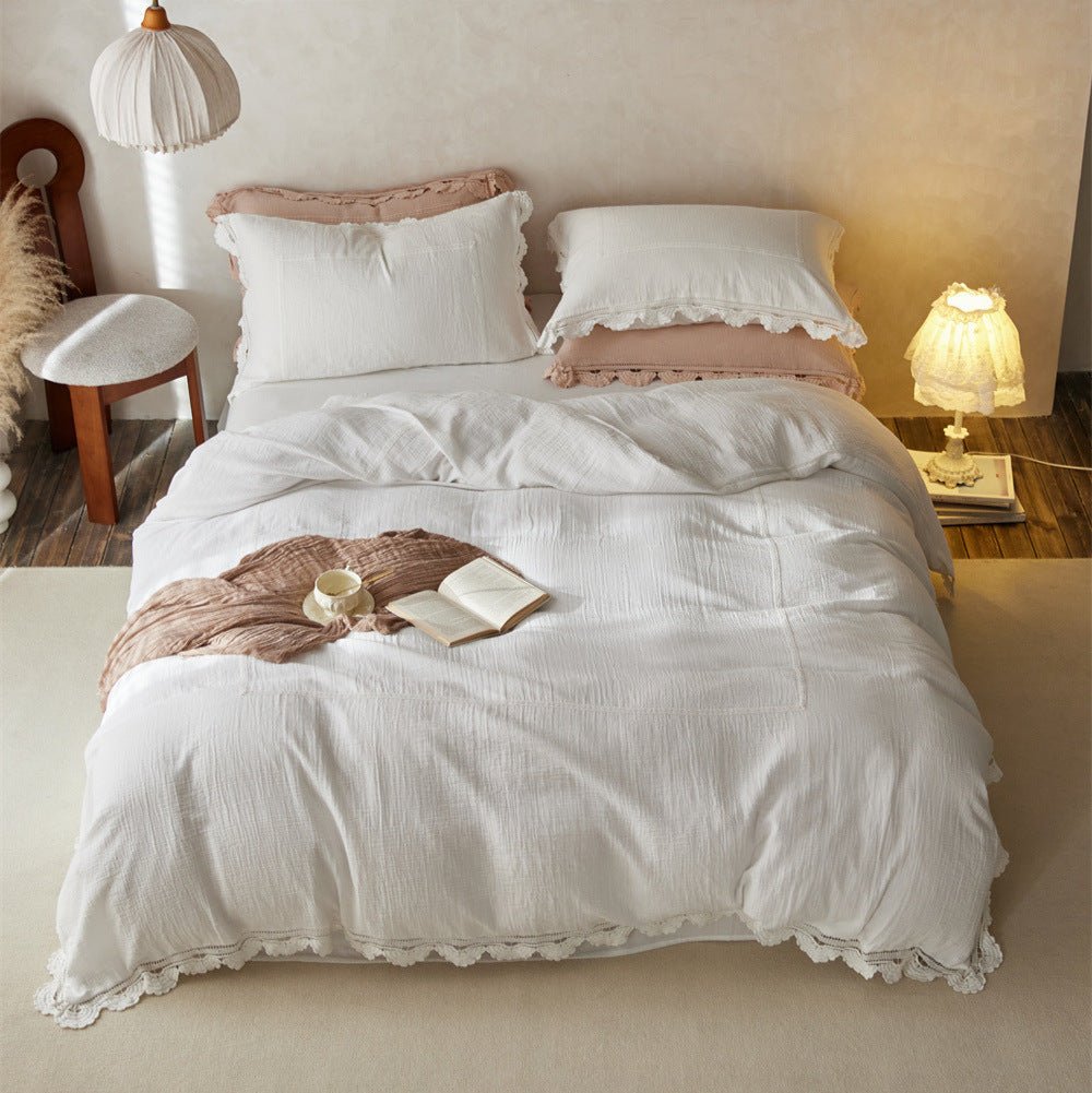 Isadora Lace Ruffle Double Gauze Bedding Set / Green