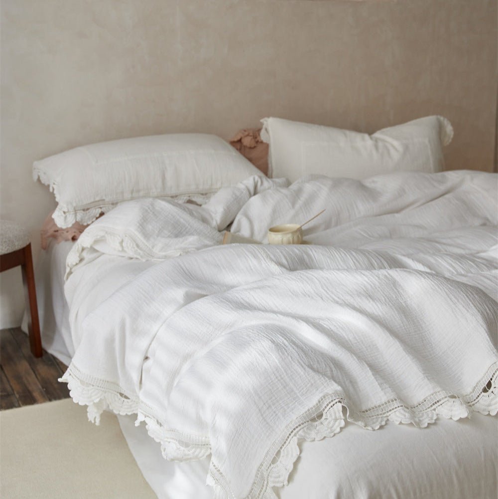 Isadora Lace Ruffle Double Gauze Bedding Set / Green