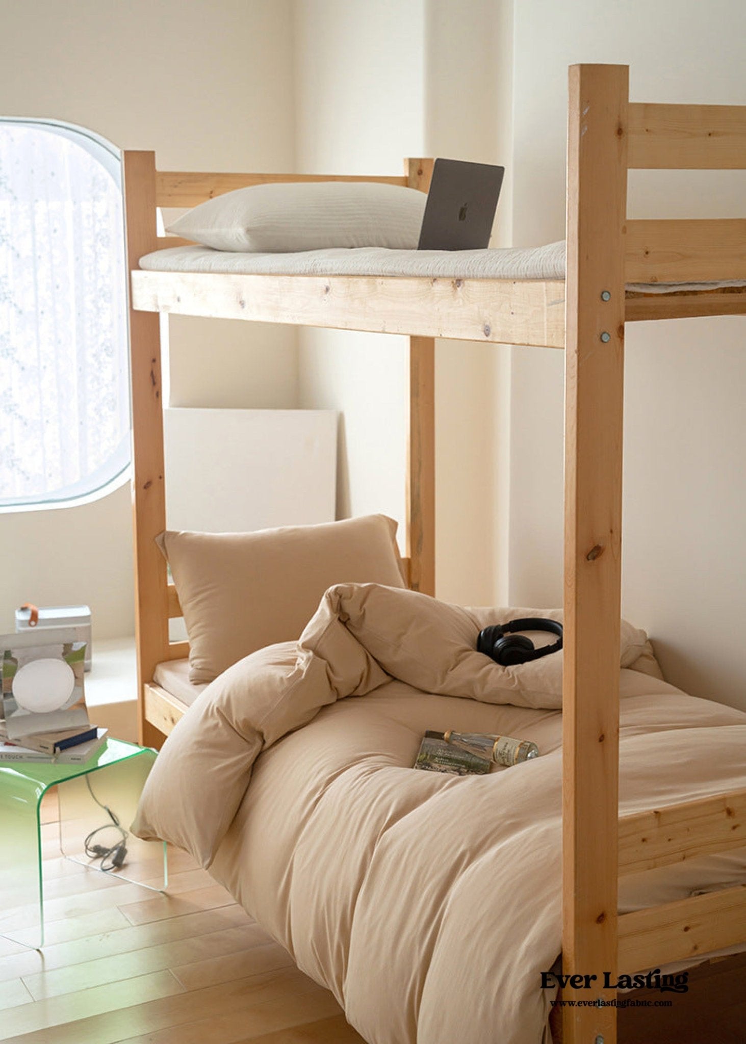 Jersey Knit Boho Twin Dorm Bedding Set / Beige Nude