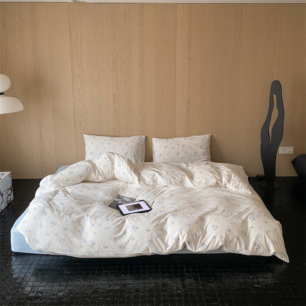 Jersey Knit Cotton Floral Bedding Set / Pink
