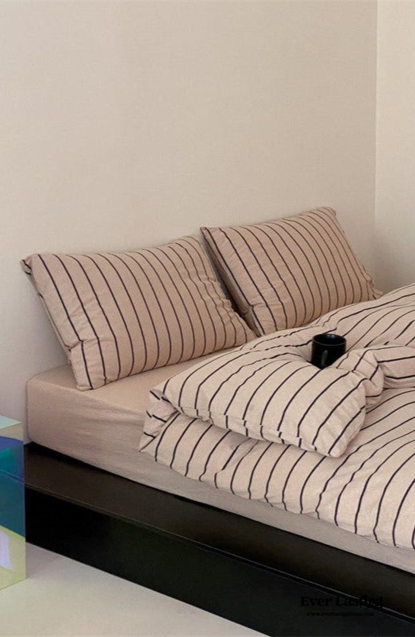 Jersey Knit Stripe Bedding Set / White Pink