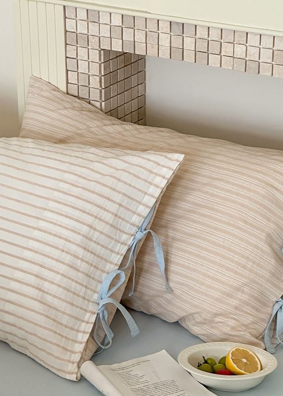 Josie Bow Tied Stripe Pillowcases / Green