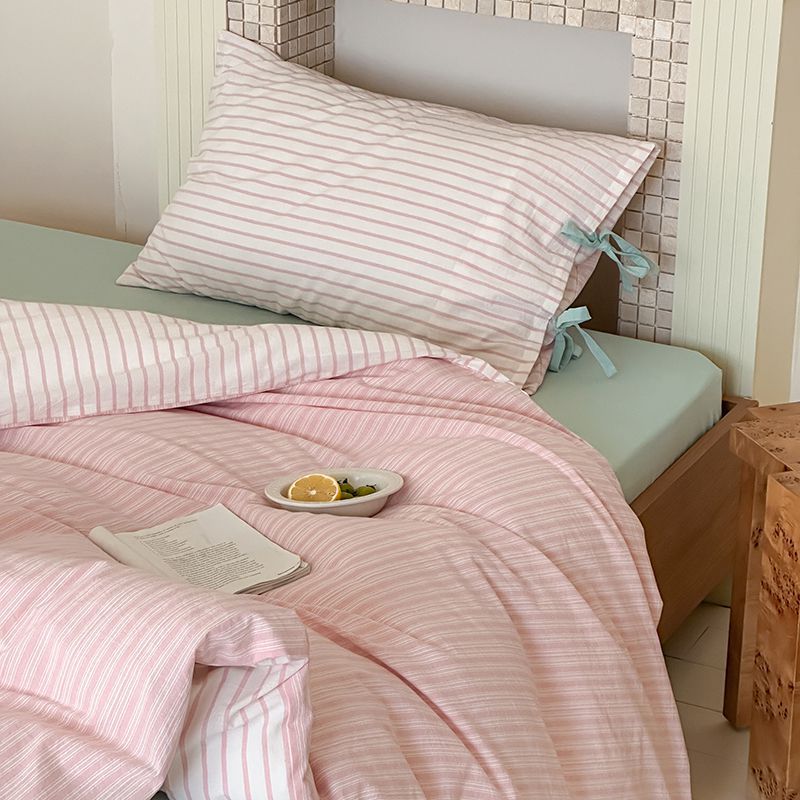 Josie Bow Tied Stripe Pillowcases / Purple