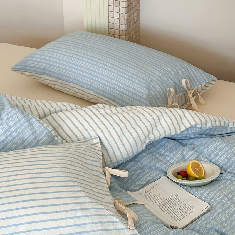 Josie Bow Tied Stripe Pillowcases / Green