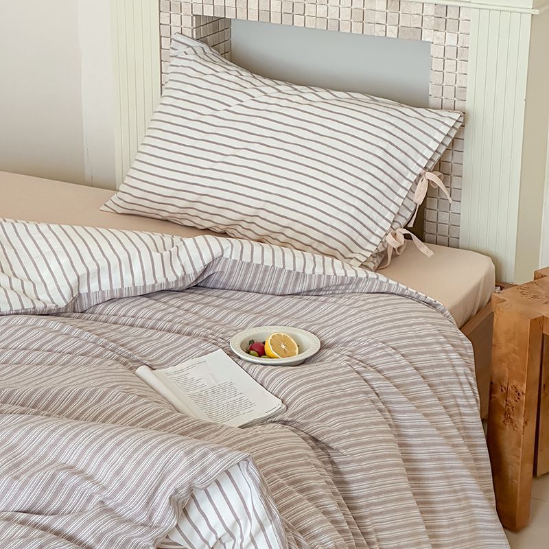 Josie Bow Tied Stripe Pillowcases / Pink