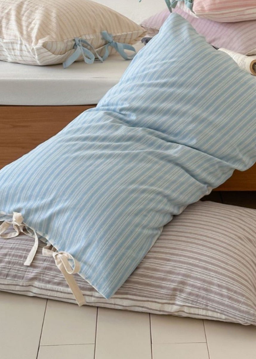 Josie Bow Tied Stripe Pillowcases / Green