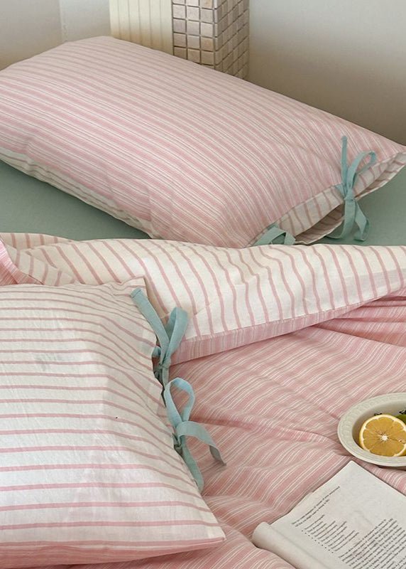 Josie Bow Tied Stripe Pillowcases / Cream