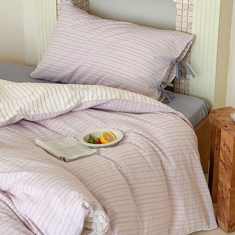 Josie Bow Tied Stripe Pillowcases / Cream
