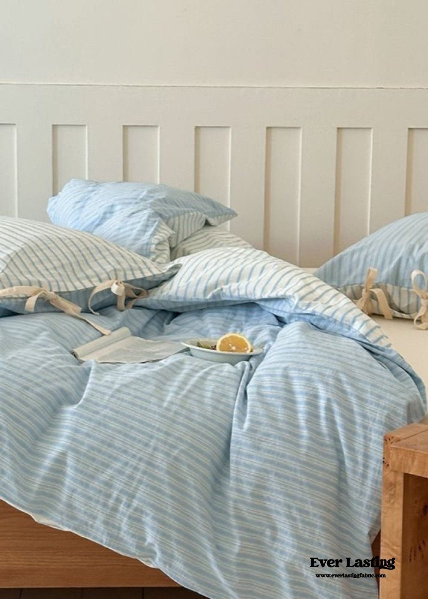 Josie Bow Tied Striped Bedding Set / Pink