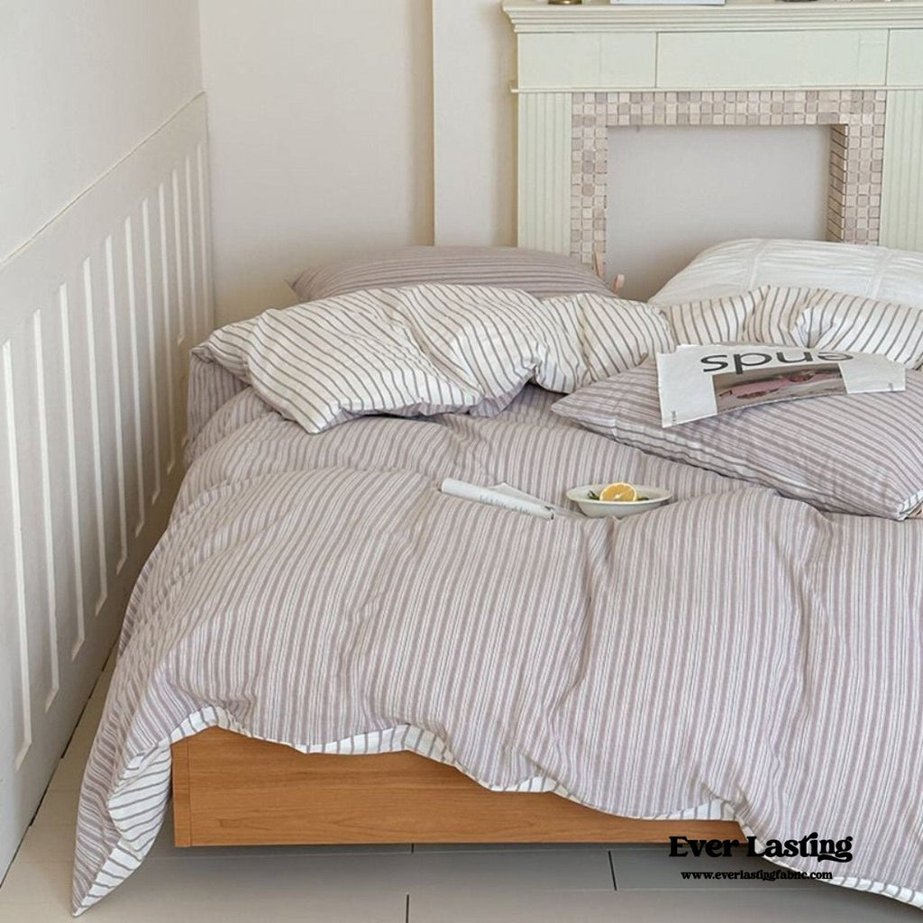 Josie Bow Tied Striped Bedding Set / Pink