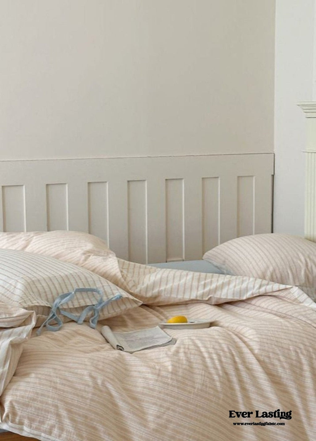 Josie Bow Tied Striped Bedding Set / Pink