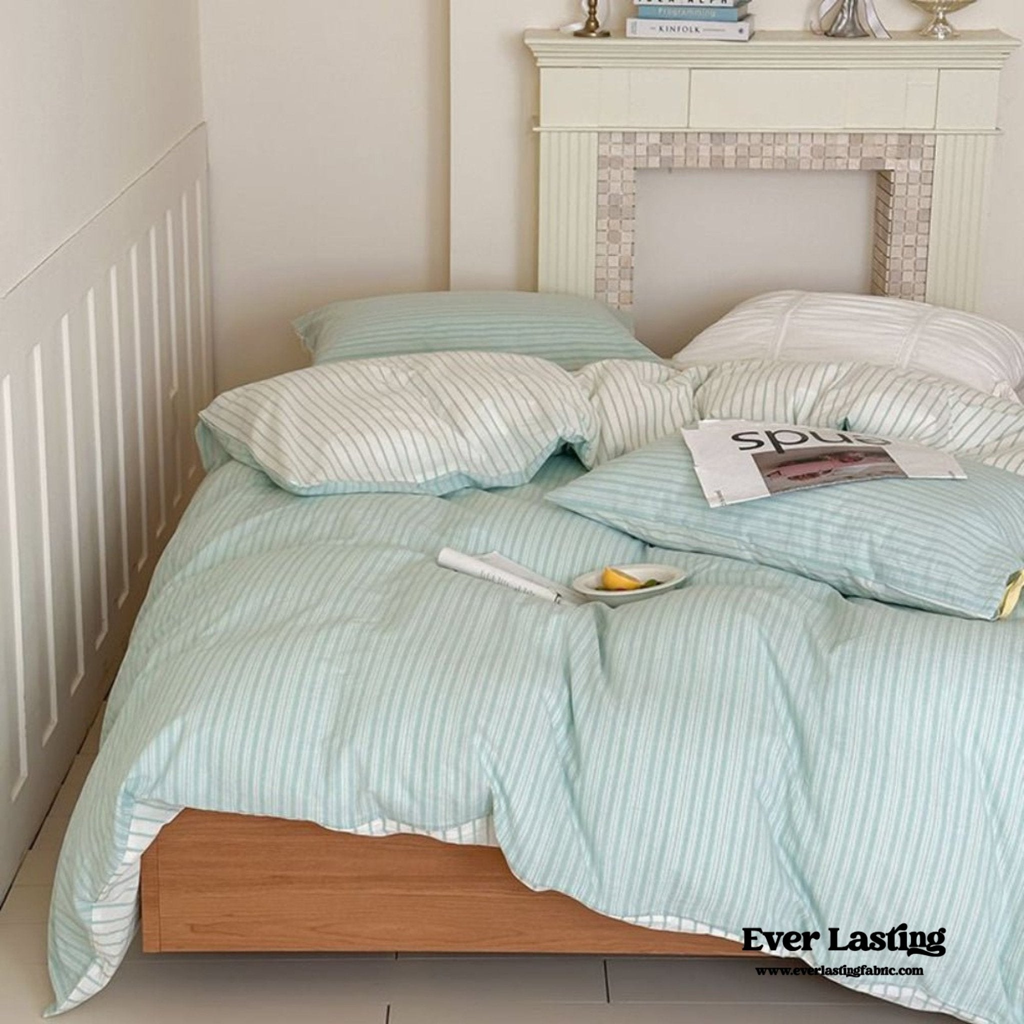 Josie Bow Tied Striped Bedding Set / Pink