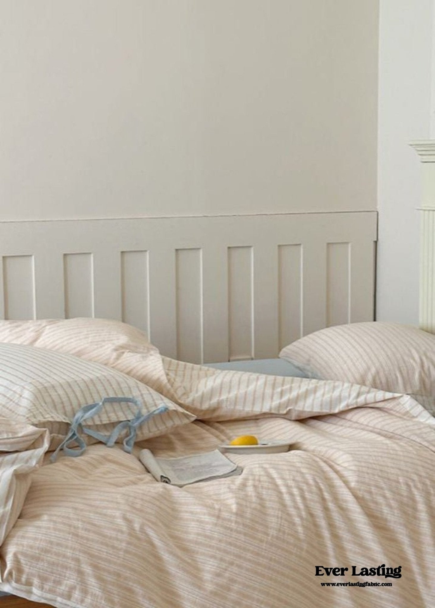 Josie Bow Tied Striped Bedding Set / Purple