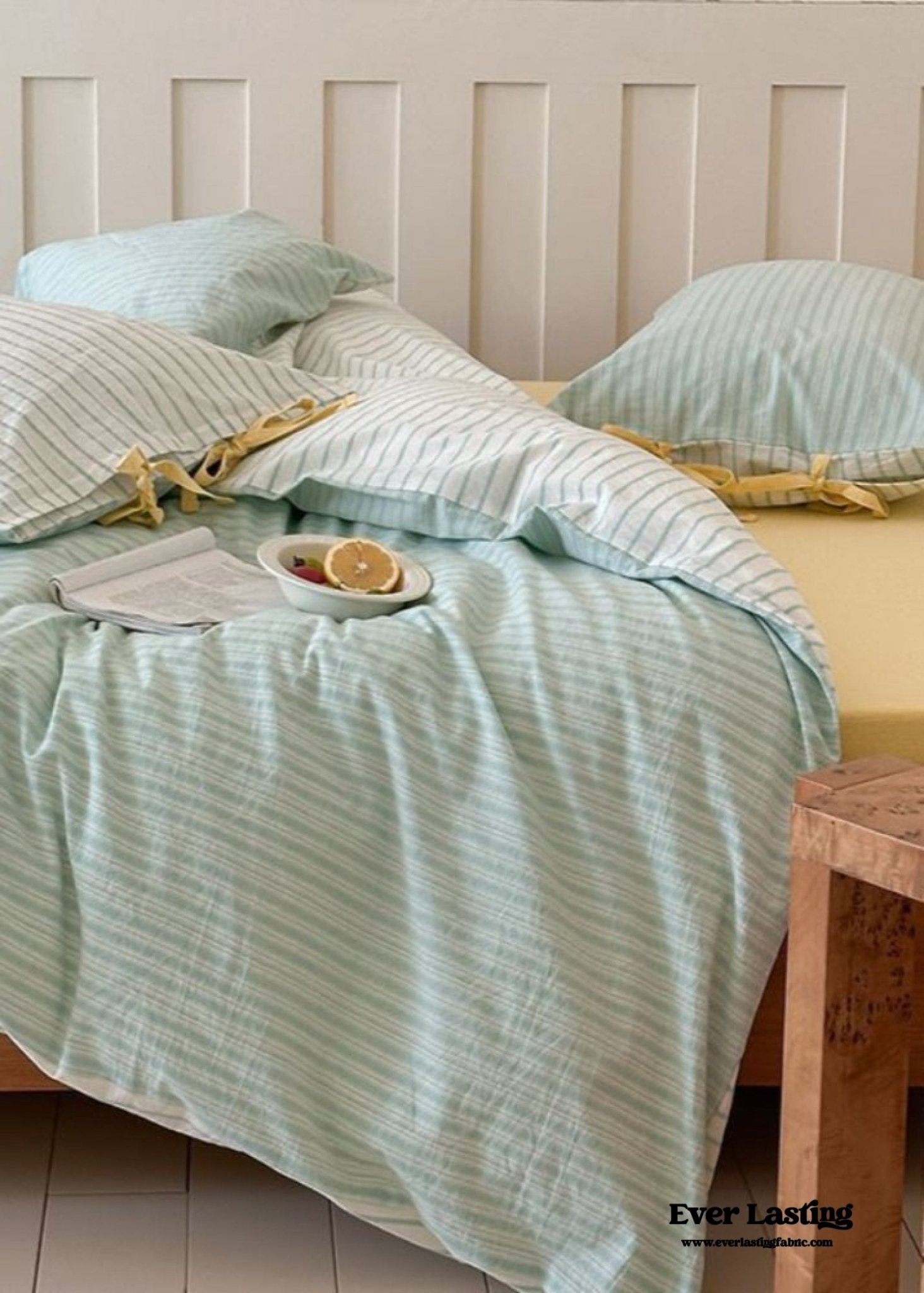 Josie Bow Tied Striped Bedding Set / Purple