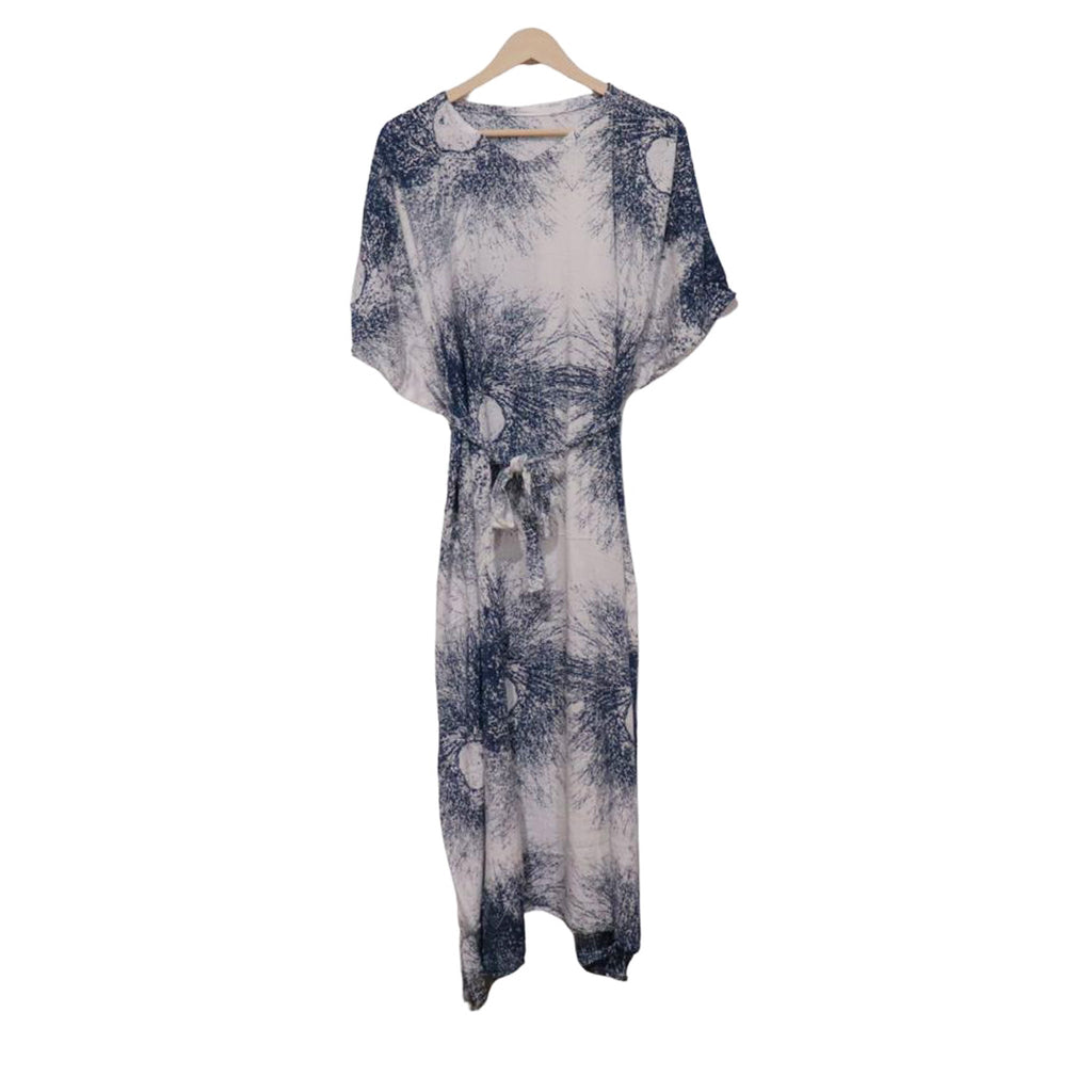 Hand Dyed Kaftan Dress Rayon Vegan Eco-friendly Material, Maxi, Long, Vine Navy