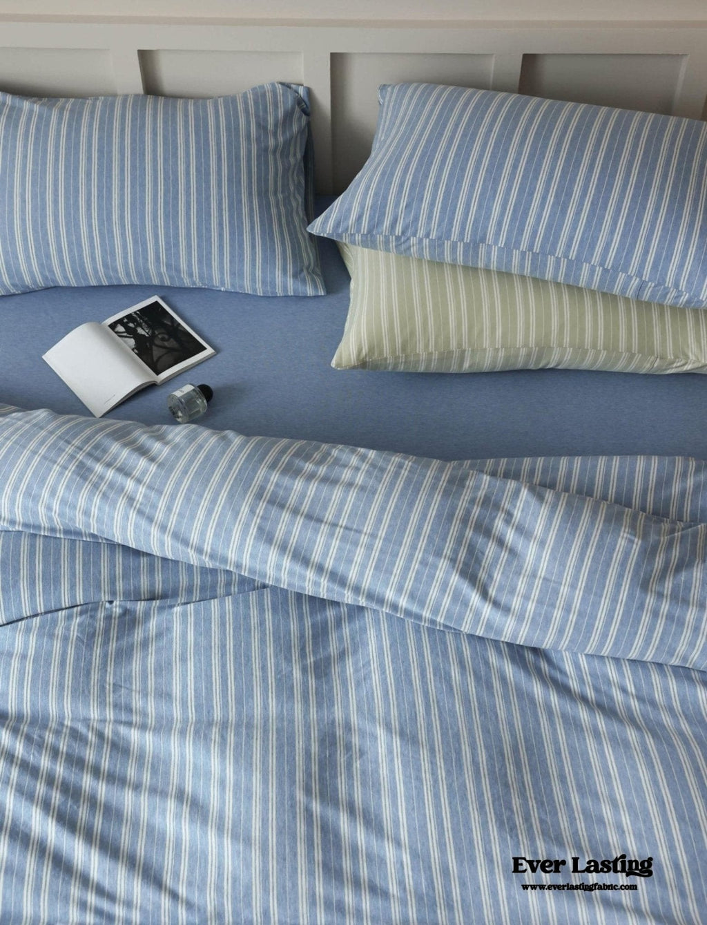 Leo Striped Jersey Knit Cotton Bedding Set / Blue
