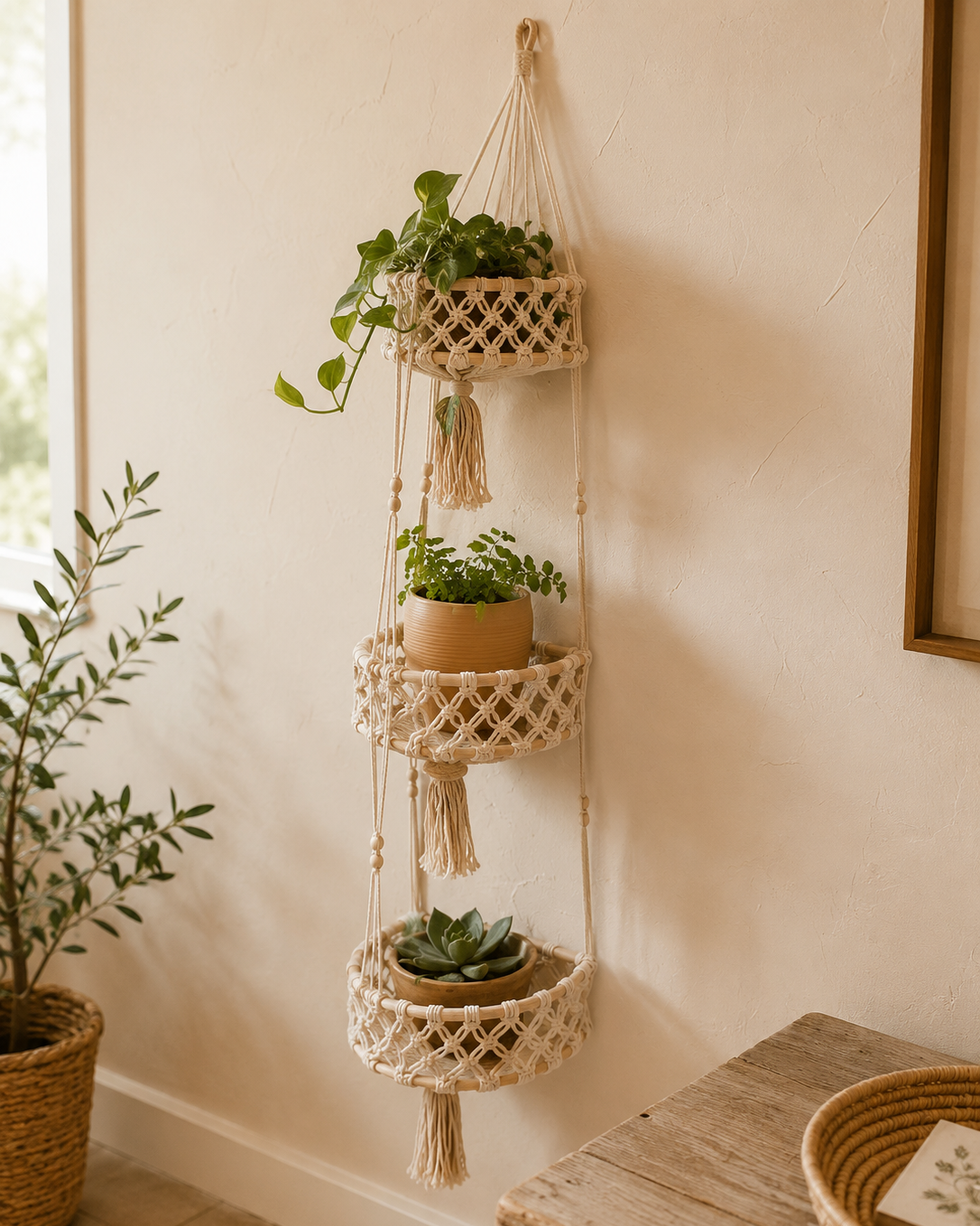 Macrame Hanging Wall Basket